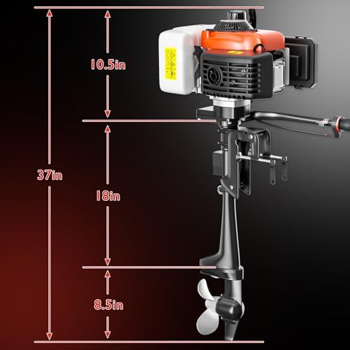 4HP 4 Stroke Outboard Motor Boat Engine, Heavy Duty 55CC Boat Motor with Air Cooling CDI System