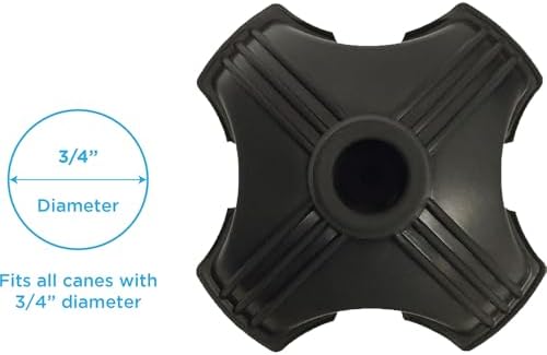 NOVA Stand Alone Quad Cane Tip – Extra-Wide Self-Standing Rubber Base with Non-Slip Grip Traction