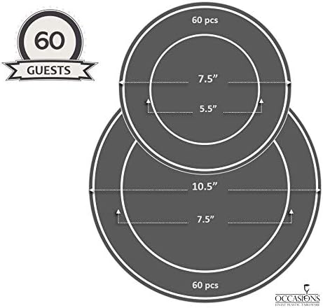 OCCASIONS 50 Ivory Disposable Plastic Plates for 25 Guests (Plain Ivory) | Heavy Duty Fancy Wedding Party Dinner & Salad/Dessert Set, 25x10.5" + 25x7.5", China-Like Look, BPA Free & Recyclable