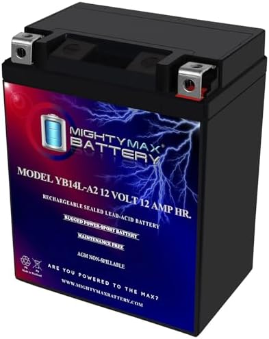 Mighty Max Battery YB14L-A2 -12 Volt 12 AH, 210 CCA, Rechargeable Maintenance Free SLA AGM Motorcycle Battery