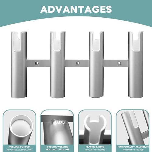 Aluminium Fishing Rod Holders for Boat, Wall-Mounted Fishing Pole Roof Rod Rack,Surf Fishing Rod Holder for Truck, Boats & Yacht