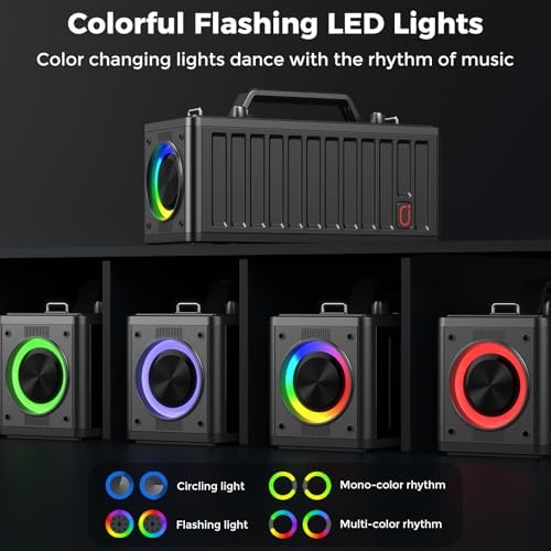 JYX Karaoke Machine for Adults with 2 Wireless Microphones，Portable Bluetooth Speaker, PA System with LED Lights for Home Party, Birthday Gifts