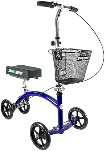 KneeRover Deluxe KneeCycle Steerable Knee Walker, Blue | Heavy Duty Knee Walker For Foot Surgery, Broken Ankle Foot Injuries, Leg Recovery Scooter