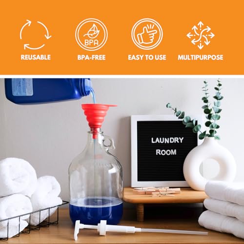 1 Gallon Glass Jug | 128 oz Clear Container Without Stopper or Cap | Reusable Glass Water Jug for juice, oils, syrups and liquid detergent, with a sturdy handle for storage | Laundry container