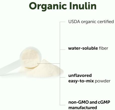 Micro Ingredients Organic Inulin FOS Fiber Powder, 2.2 lbs | Quick Water-Soluble Prebiotic | Natural Fiber for Smoothies & Drinks | Vegan Friendly, Dissolves Clear