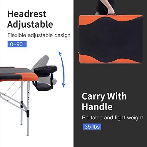 BestMassage Aluminium Massage Bed Portable Massage Table 28 inch Wide Lash Bed Height Adjustable 3 Folding Spa Table with Non-Woven Bag for Spa Footmassage Facial CareSpa Tattoo