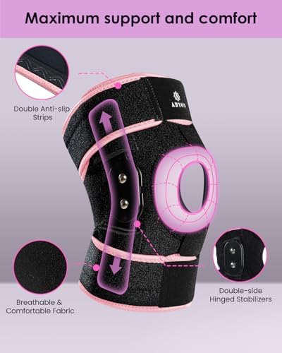 Lightweight Hinged Knee Brace for Meniscus Tear, Arthritis, ACL, MCL Pain – Adjustable 360° Wraparound Strap & Dual-Side Stabilizers for Maximum Knee Support & Injury or Surgery Recovery for Men and Women