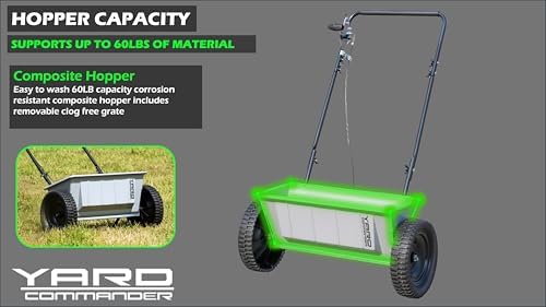 60 LB Walk-Behind Push Drop Spreader - Holds Up to 15