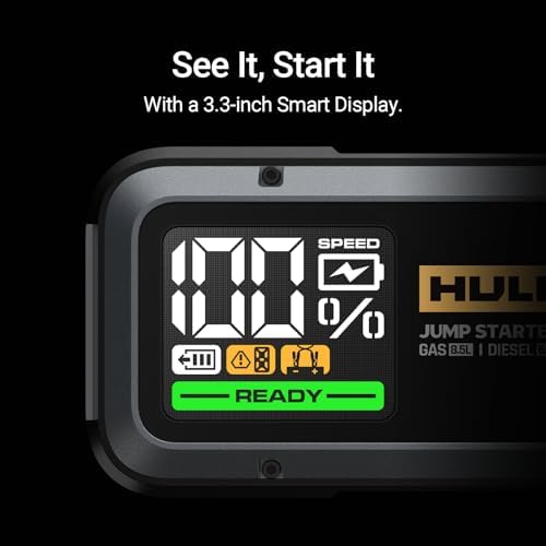 Hulkman Alpha85 Smart Portable Jump Starter, 2000A Battery Booster Pack with LED Display, Flashlight, 74Wh Power Bank & Jumper Cable