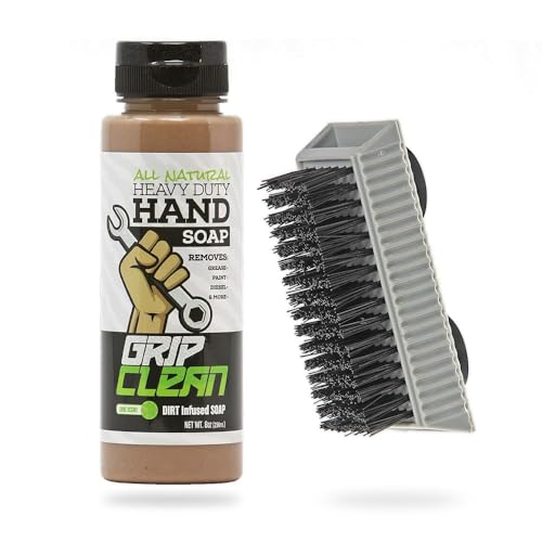 Heavy Duty Liquid Mechanic Hand Cleaner, 32 Fl Oz Pump Top, Nail Brush