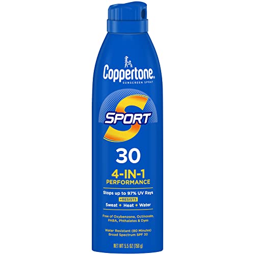 Coppertone Sport Continuous Sunscreen Spray SPF 30, Water Resistant, 5.5 Oz