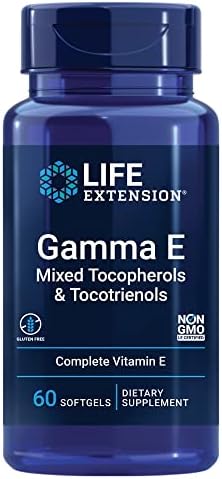 Life Extension Gamma E Mixed Tocopherols & Tocotrienols – Complete Vitamin E Spectrum, Antioxidant Protection – Non-GMO, Gluten-Free – 60 Softgels | Complete Vitamin E Spectrum with Mixed Tocopherols & Tocotrienols for Antioxidant Protection, Non-GMO & G…