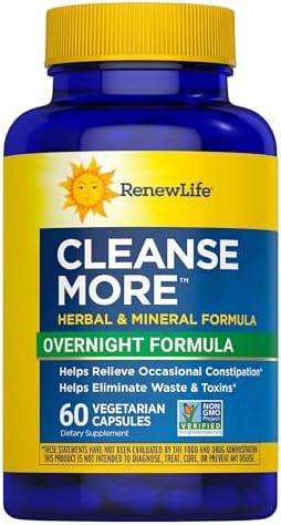 Renew Life Cleanse More 100 Vegetarian Capsules | Helps Relieve Occassional Constipation | Herbal Formula with Magnesium | Dairy, Soy and Gluten Free