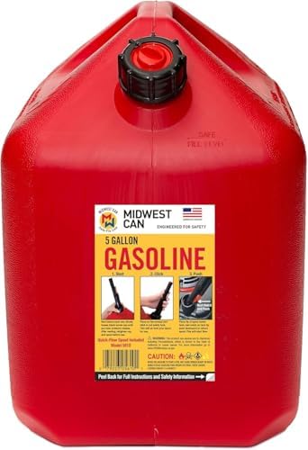Midwest Can Company 5610 5 Gallon Gas Can Fuel Container Jugs w/Spout (2 Pack)