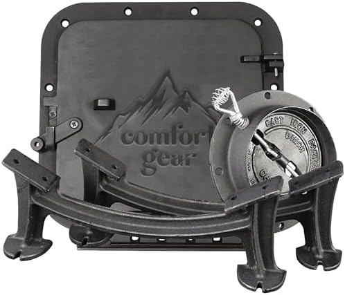 Barrel Camp Stove Kit, Barrel NOT Included - CGBK100 | Converts 36/55 Gallon Steel Drum Into Stove, Cast Iron, Easy Install, Legs, Door