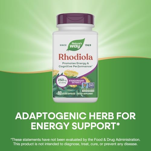 Nature's Way Rhodiola - 250mg per Serving - Rhodiola Capsules for Cognitive Performance & Energy Support* - Adaptogenic Herb* - Non-GMO Project