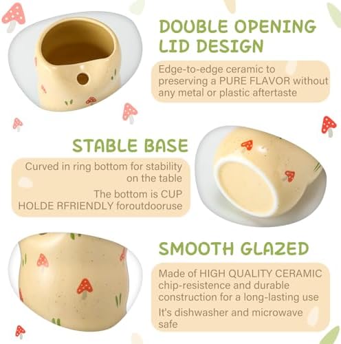 Thenshop Ceramic Coffee Mug with Sip Hole Espresso Cup 13.5oz Modern Coffee Cup Elegant Pottery Mug with Timber Design for Kitchen Dining Tea Milk