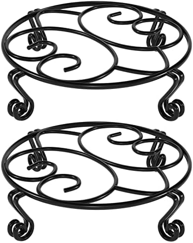 Yimobra 2 Pack Plant Stand for Flower Pot Heavy Duty Potted Holder Indoor Outdoor Metal Rustproof Iron Garden Container Round Supports Rack for