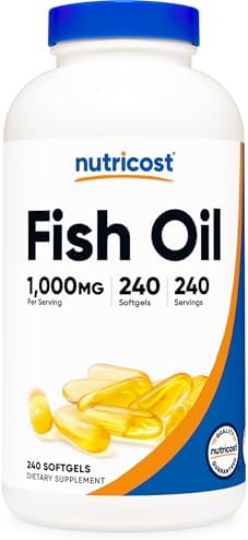 Nutricost Fish Oil Omega 3 Softgels with EPA & DHA, 240 Softgels, GMO-Free | 1000mg of Fish Oil, 560mg of Omega-3, Gluten Free