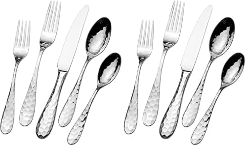 Mikasa Harmony 45-Piece Silverware Set, 18/10 Stainless Steel Cutlery for 8, Includes Forks, Knives, Spoons, and 5-Piece Serving Utensils Set