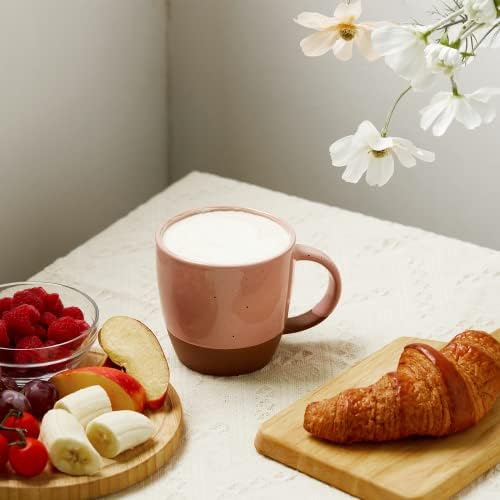 Morandi Color Ceramic Coffee Mugs Set of 6 (Large), 18 oz Coffee Cups with Handle, Latte Mug, Big Mug for Women, Men, Great for Tea Hot Chocolate