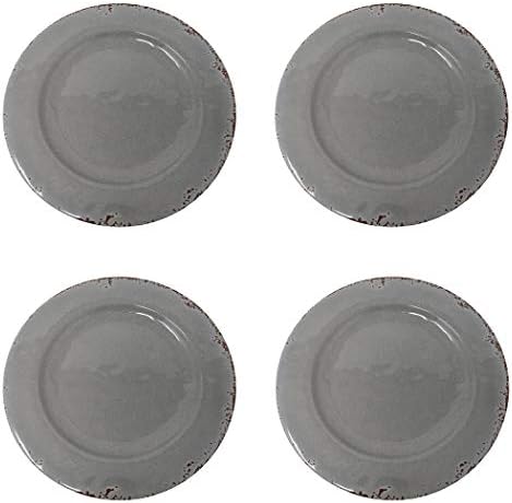 Gianna's Home 12 Piece Rustic Farmhouse Melamine Dinnerware Set, Service for 4 (Gray)