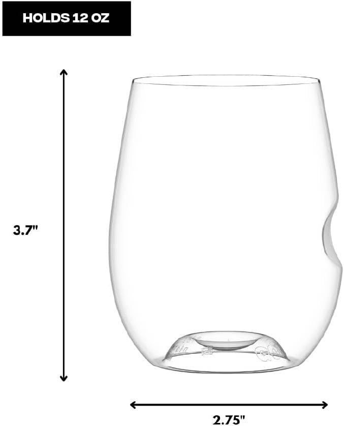 GOVINO Unbreakable Plastic Wine Glasses - Stemless Shatterproof Tritan Glassware, Fancy Cups That Look Like Glass, 12oz, Set of 4