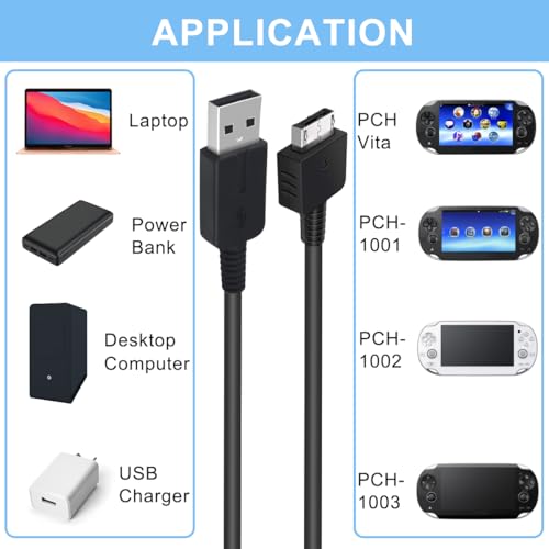 4 Pcs PS Vita Charger Cable, for PS Vita 1000 Charging, USB Data Power Charger, for PS Vita Original (PS Vita/PSV)(1.2m)
