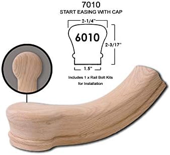 Red Oak 6010-8E 2-1/4 inch Width x 2-3/8 inch Tall Traditional Style Straight Wood Handrail for Stair Remodeling 8 feet Long