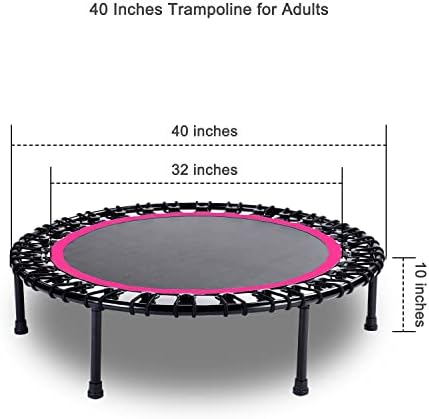 40" Mini Trampoline for Adults, Fitness Rebounder with Elastic Bands, Indoor Exercise Trampoline, Low Impact Workout Equipment for Home Gym