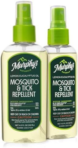 Murphy's Naturals Mosquito & Tick Bug Repellent Spray, 4 fl oz (Pack of 2) | 30% oil of lemon eucalyptus, EPA-registered & DEET-free*; 4 fl oz pump 2-pack protects skin & gear up to 6 hours