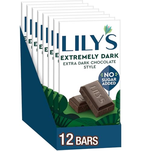 LILY'S Almond Dark Chocolate Style No Sugar Added, Sweets Bars, 3 oz (12 Count)