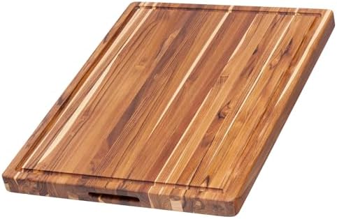 Teakhaus Carving Board with Juice Groove - Large (L) Teak Wood Cutting Board 20”L x 15”W x 1.5” Thick - Sustainably Harvested & FSC Certified - Knife Friendly with Beeswax Oil Finish