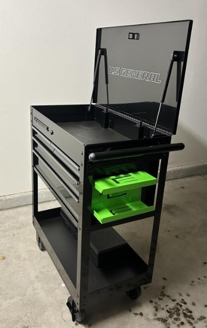 4 Drawer Tech Tool Cart, 30 in. Storage Cabinet Black US GENERAL