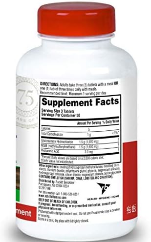 Schiff Glucosamine 1500mg Plus MSM and Hyaluronic Acid, 150 tablets - Joint Supplement (Pack of 7)
