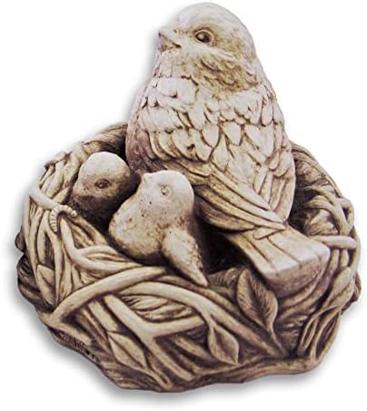 Carruth Studio, Full Nest Garden Statue Figurine, Original Sculpture Handcrafted in Stone, Artisan Made