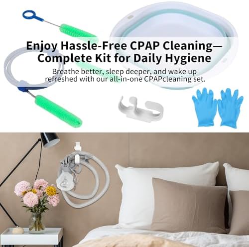 CPAP Cleaner Kit - Dedicated Basin & Flexible Tube Brush | CPAP cleaning kit: dedicated basin, long brush, drying hook