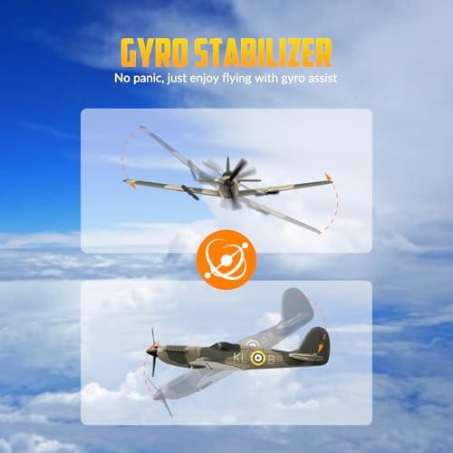 volantexrc RC Plane, 3 Channel Remote Control Plane for Beginners & Adults | Spitfire Fighter RTF, 6-Axis Gyro, 2.4GHz Radio Controlled Aircraft, Easy to Fly
