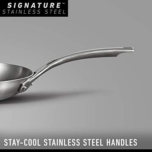 Calphalon 5-Ply Stainless Steel Cookware Set 10 Piece Includes Frying Pans, Pots and Pans Set, Induction, Oven Safe 500F, Silver