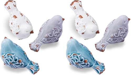 Distressed Finish Ceramic Bird Figurine Home Decor - Assorted Set of 3