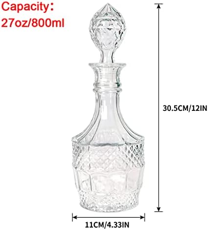 MDLUU Liquor Decanter, Glass Decanter Bottle with Airtight Stopper, Wiskey Vodka Bourbon Decanter for Gift, Home, Bar, Party Decor, 27oz/800ml Clear