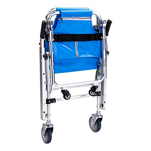LINE2design EMS Ambulance 4 Wheels Stair Chair - Foldable Aluminum Evacuation Medical Transport Stair Chair with Patient Restraint Straps - 350 lbs