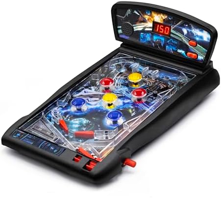 New Era Pinball Game Black – Interactive Tabletop or Floor Arcade Pinball Machine for Kids & Adults – LED Scoring, Lights & Sounds