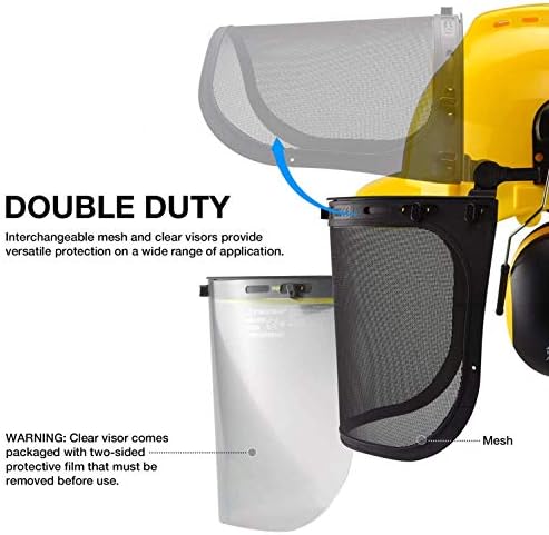 NEIKO 53880A Forestry Helmet for Safety with Shield and Earmuffs, Chainsaw Helmet with Face Shield, Hard Hat Safety Gear Equipment