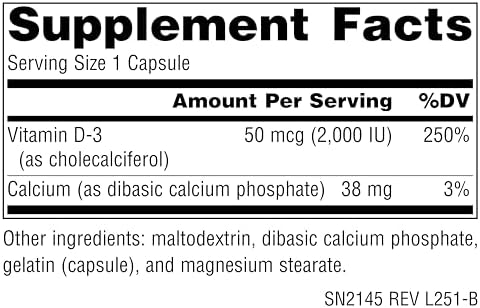 Source Naturals, Vitamin D-3, 50 mcg (2000 IU) - 200 Capsules | Bioactive Form for Bone & Immune Health