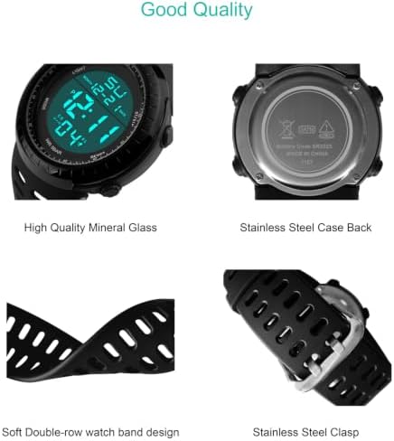 SNE Mens Digital Watch Sports Military Watches Waterproof Outdoor Chronograph Wrist Watches for Men with LED Back Ligh/Alarm/Date Simple Watch 1167