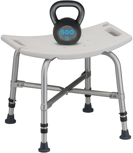 NOVA Heavy Duty Shower Chair, 500 lb Bariatric Bath Seat for Seniors, Fully Assembled, Adjustable Height 17"–23", Dual Handles, Handheld Shower Holder, Non-Slip Feet