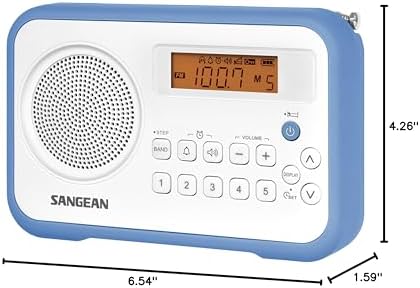 Sangean PR-D18BU AM /FM / Portable Digital Radio with Protective Bumper (White/Blue)
