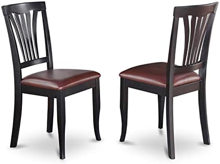 East West Furniture AVC-SBR-LC Avon Dining Chairs - Faux Leather Upholstered Wood Chairs, Set of 2, Saddle Brown
