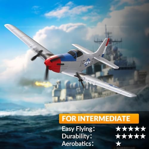 volantexrc RC Plane, 3 Channel Remote Control Plane for Beginners & Adults | Spitfire Fighter RTF, 6-Axis Gyro, 2.4GHz Radio Controlled Aircraft, Easy to Fly